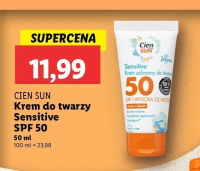 Krem do twarzy sensitive spf 50 Cien sun promocja