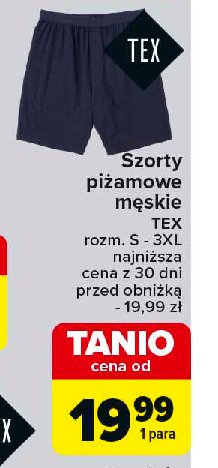 Szorty piżamowe męskie s-3xl Tex promocja w Carrefour