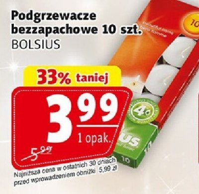 Podgrzewacze bezzapachowe 10 szt. BOLSIUS promocja w Prim Market