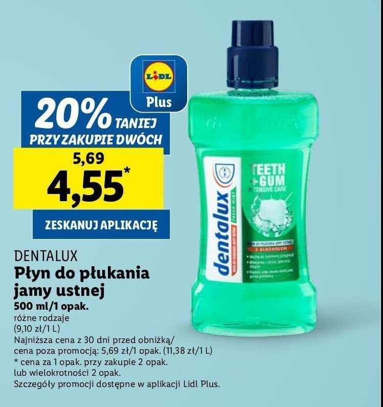 Płyn do płukania jamy ustnej teeth + gum Dentalux promocja