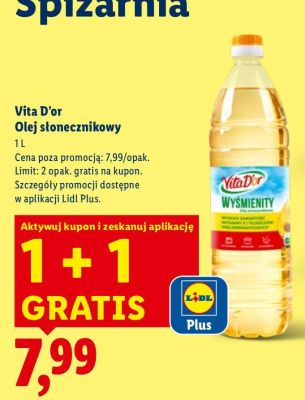 Olej słonecznikowy Vita D'or promocja w Lidl