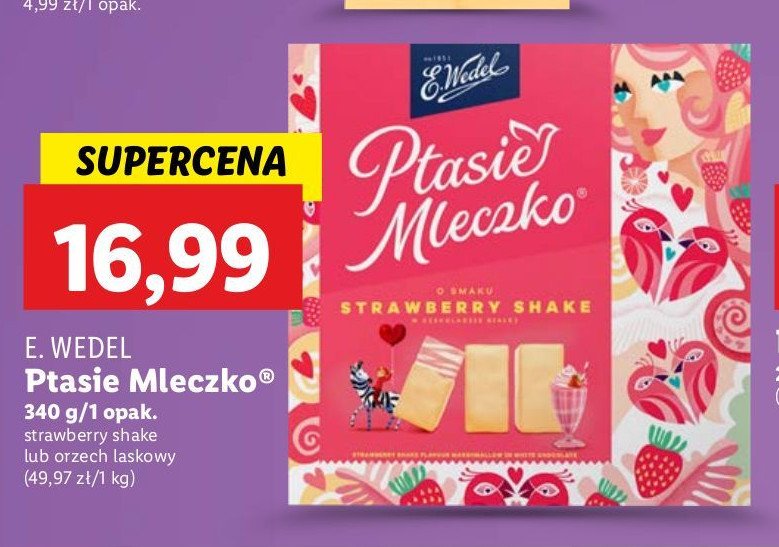 Czekoladki orzech laskowy E. wedel ptasie mleczko promocja w Lidl