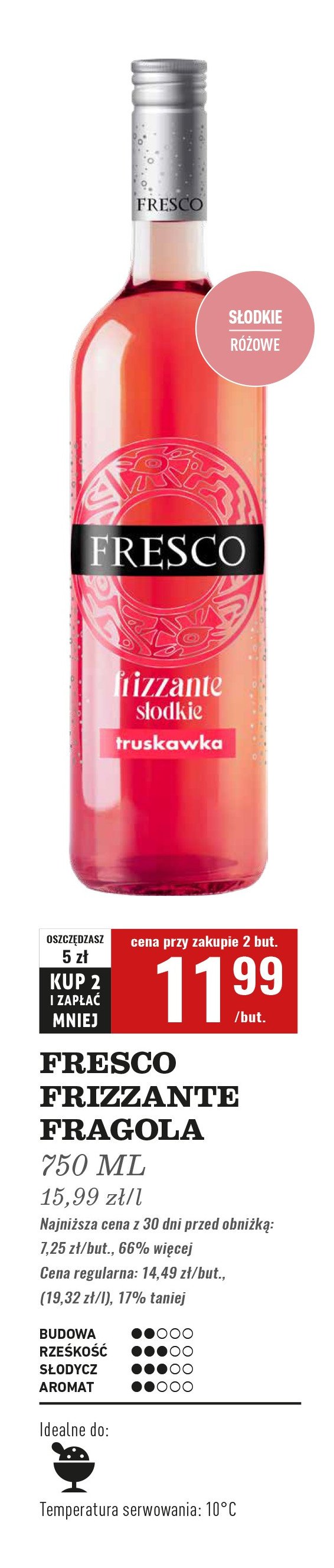 Wino Fresco frizzante rose promocja w Biedronka
