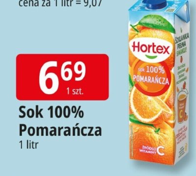Sok 100% Pomarańcza Hortex promocja w Leclerc