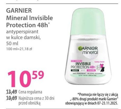 Antyperspirant Garnier Mineral Invisible Protection 48h promocja w Hebe