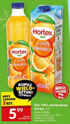 Sok 100% pomarańcza Hortex, 1 l promocja w Twój Market