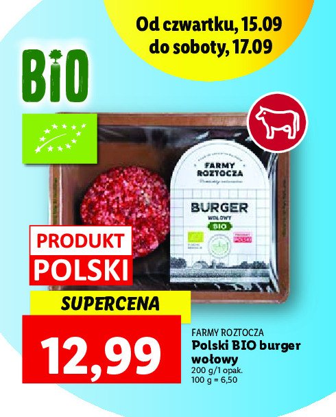 Burger wołowy bio Farmy roztocza promocja