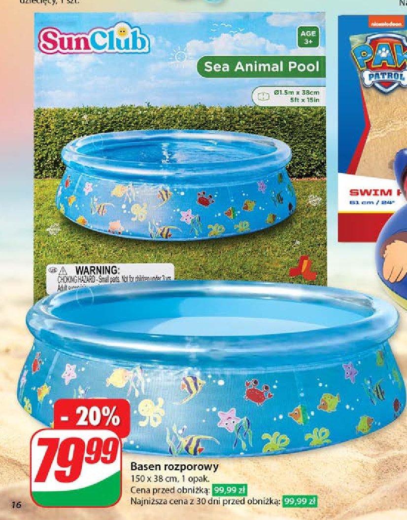 Basen rozporowy 150 x 38 cm SUN CLUB promocja w Dino
