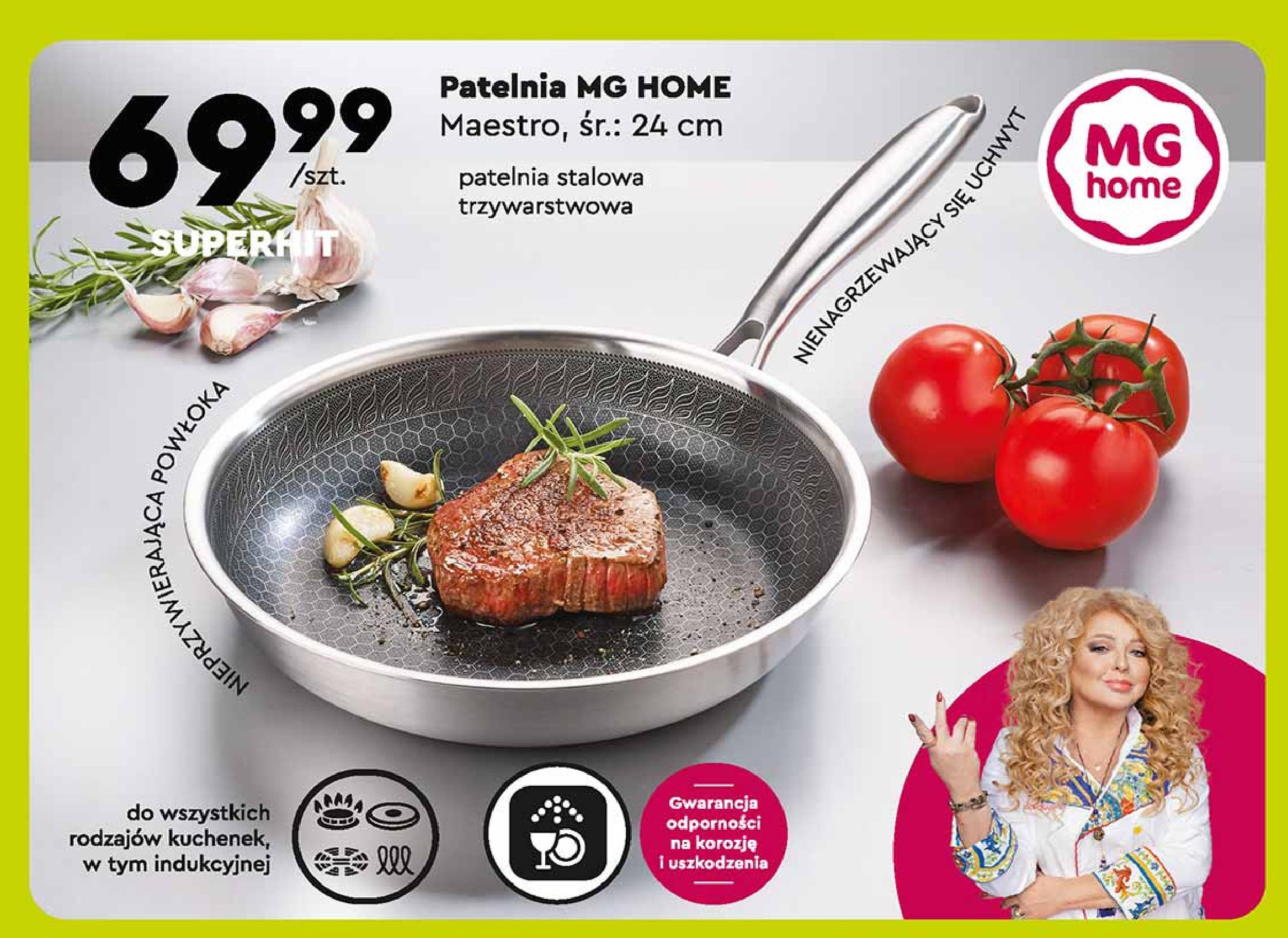 Patelnia maestro 24 cm Mg home promocja w Biedronka