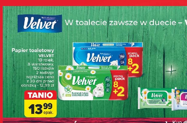 Papier toaletowy rumianek i aloes Velvet promocja w Carrefour Market