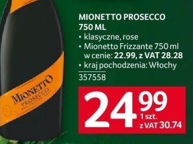 Prosecco Mionetto 750 ml promocja w Selgros