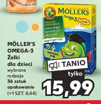 Suplement diety dla dzieci o smaku owocowym Moller's omega-3 rybki promocja