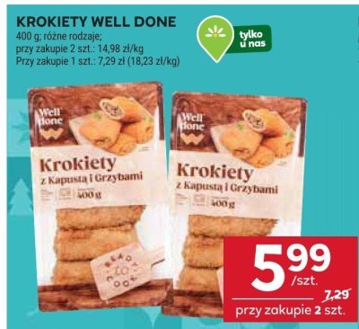 Krokiety z kapustą i grzybami Well Done promocja w Stokrotka