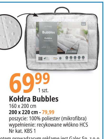 Ko艂dra bubbles 220 x 200 cm John cotton promocja