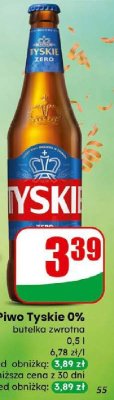 Piwo Tyskie 0% butelka zwrotna promocja w Dino