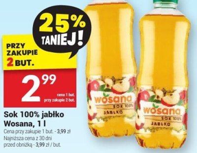 Sok 100% jabłko Wosana, 1 l promocja w Twój Market