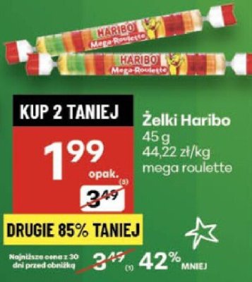 Żelki Haribo mega roulette promocja w Delikatesy Centrum
