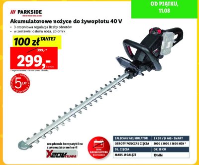 Nożyce do żywopłotu 40v Parkside promocja