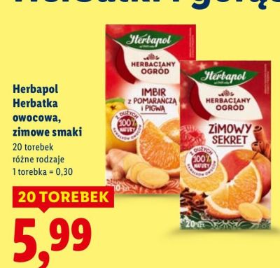 Herbata Herbapol owocowa, zimowe smaki promocja w Lidl