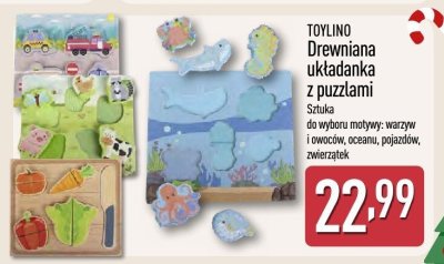 Drewniana układanka z puzzlami, różne rodzaje promocja w Aldi