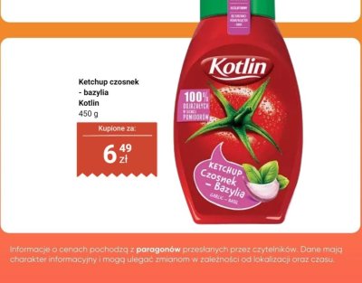 Ketchup czosnek-bazylia  promocja w Dino