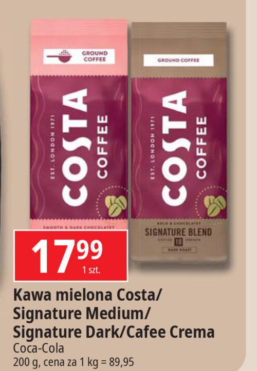 Kawa mocno palona Costa coffee signature blend promocja