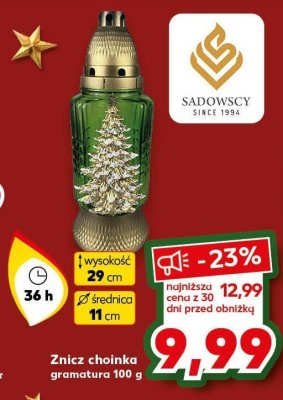 Znicz choinka gramatura 100 g wysokość 29 cm, średnica 11 cm promocja w Kaufland