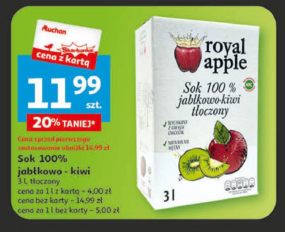 Sok jabłko-kiwi Royal apple promocja