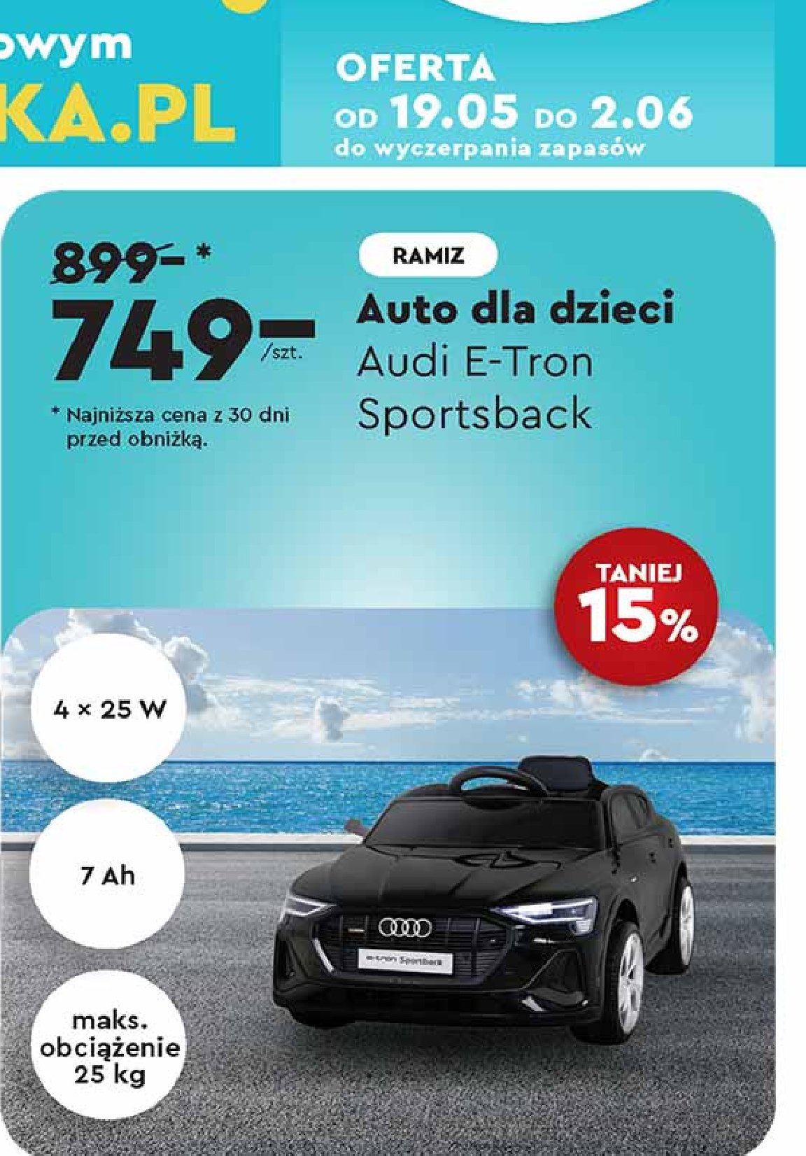 Autko dla dzieci e-tron audi promocja