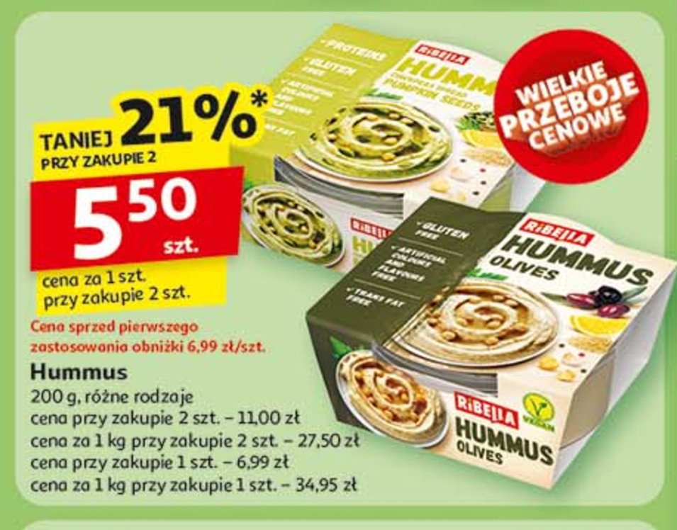 Hummus z oliwkami Ribella promocja w Auchan