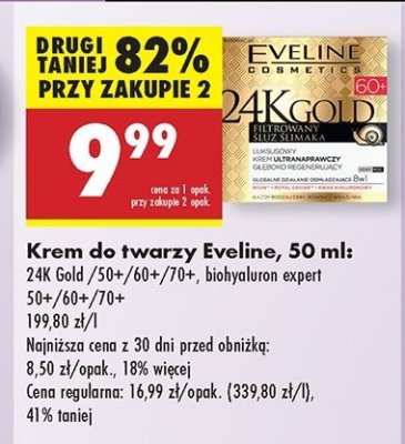 Luksusowy krem-koncentrat 70+ na dzień i noc spf 8 EVELINE BIOHYALURON 4D promocja