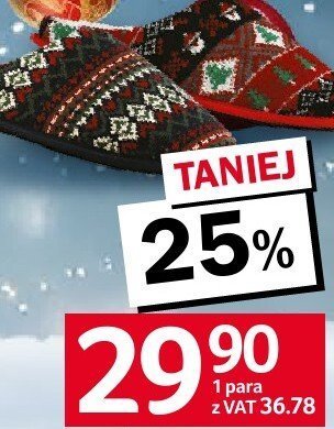 Kapcie męskie świąteczne, rozmiary: 40-45 promocja w Selgros