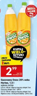 Gazowany Owoc 20% soku Hortex, 1,5 l promocja w Twój Market