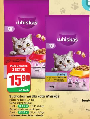 Sucha karma dla kota Whiskas różne rodzaje promocja w Dino