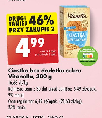 Ciastka wielozbożowe z mlekiem Vitanella promocja