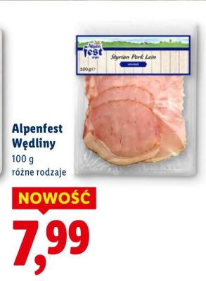 Wędliny Alpenfest różne rodzaje promocja w Lidl