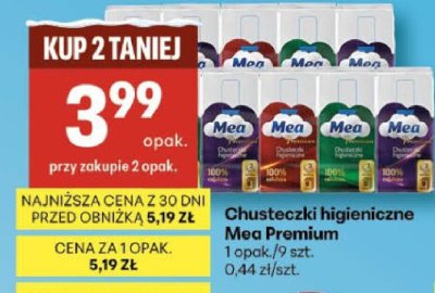 Chusteczki higieniczne Mea Premium promocja w Delikatesy Centrum