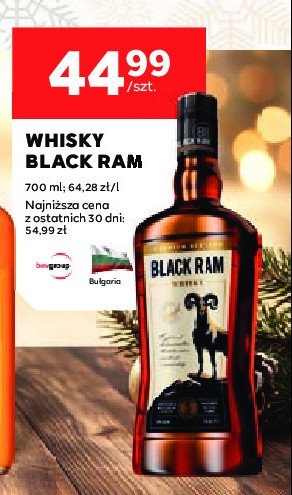 Whisky BLACK RAM PREMIUM BLENDED promocja w Stokrotka