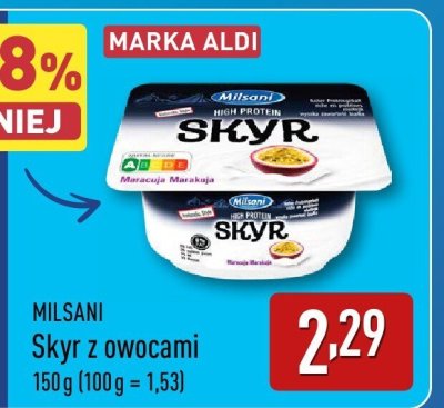 Jogurt Skyr z owocami  promocja w Aldi