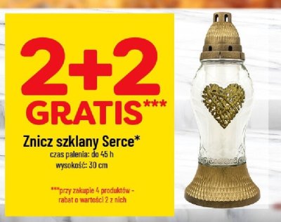 Znicz szklany Serce 2+2 gratis promocja w POLOmarket