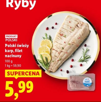 Karp polski świeży, filet nacinany promocja w Lidl