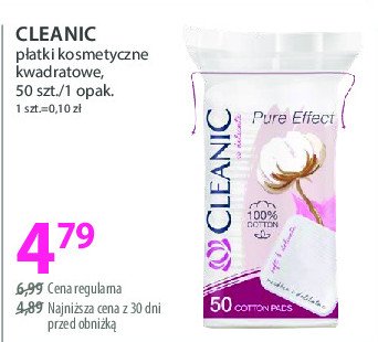 Płatki kosmetyczne pure effect kwadratowe Cleanic promocja