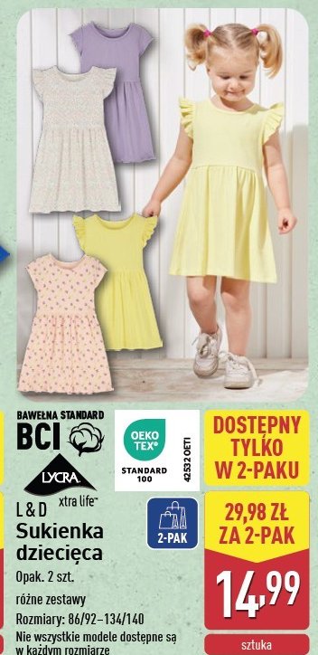 Sukienka dziecięca  86/92-134/140 L&d promocja w Aldi