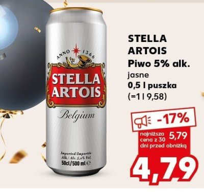 Piwo Stella Artois 5% alk. jasne 0.5l promocja w Kaufland