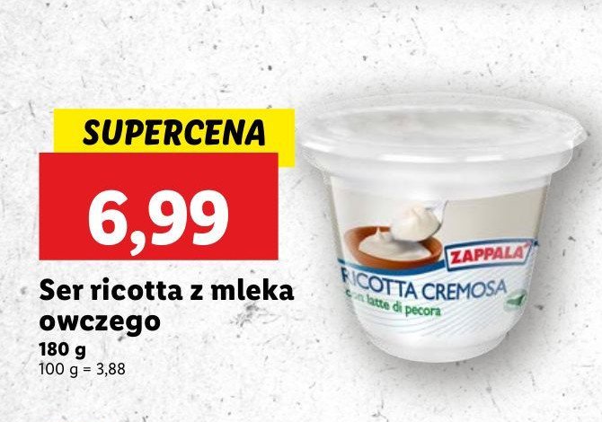 Ser ricotta z mleka owczego ZAPPALA promocja w Lidl