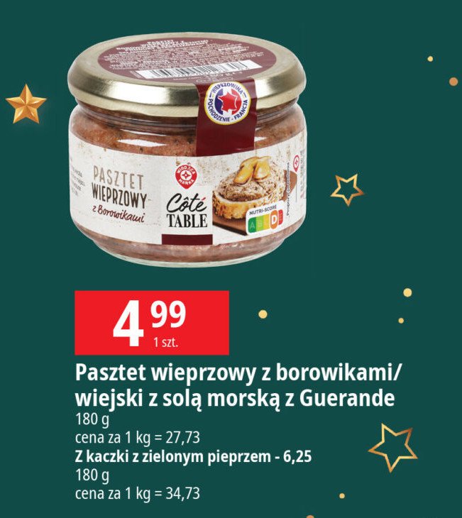 Pasztet wieprzowy z mięsem kaczki Wiodąca marka cote table promocja w Leclerc