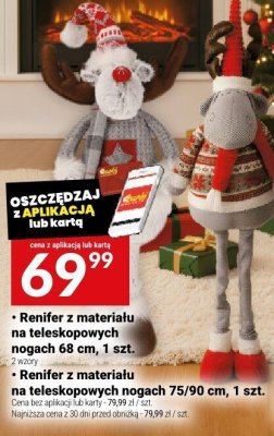 Renifer z materiału na teleskopowych nogach 68 cm, 1 szt. promocja w Twój Market