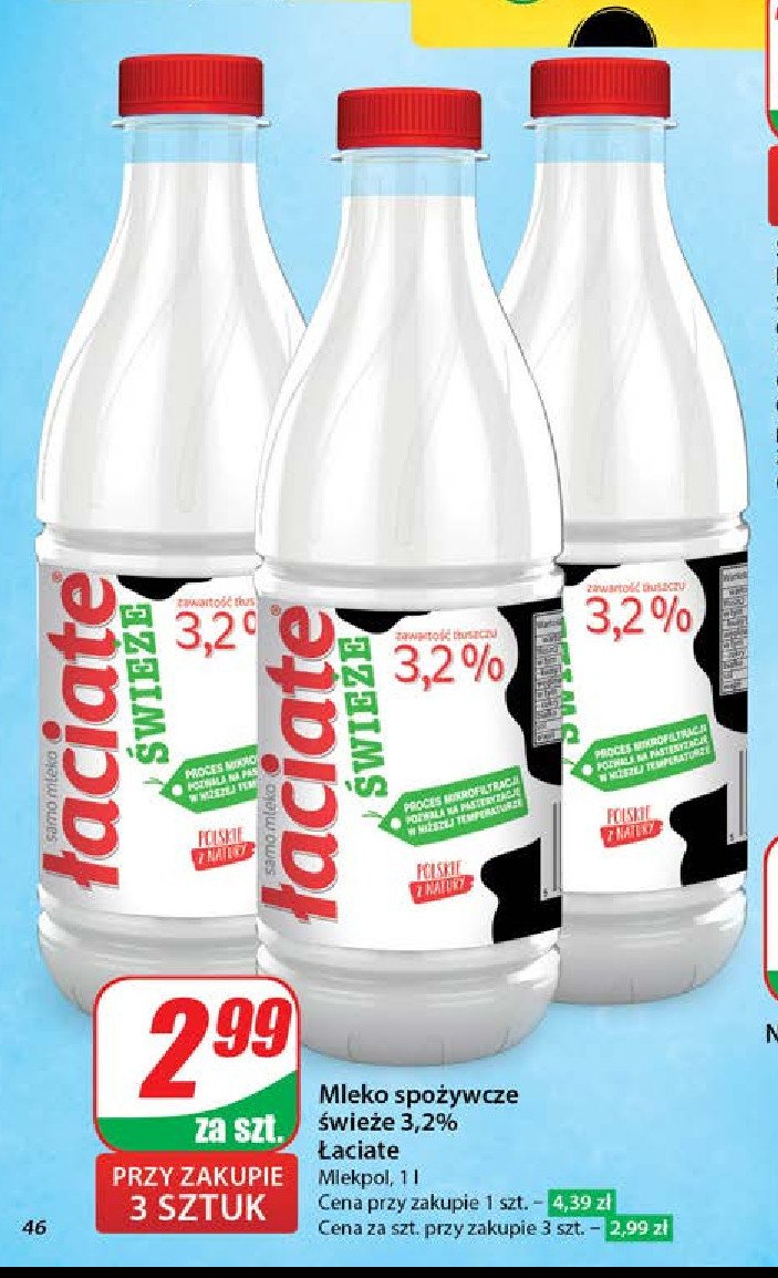 Mleko 3.2% Łaciate promocja w Dino