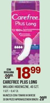 Wkładki higieniczne Carefree Plus Long, 40 szt. promocja w Drogerie Natura