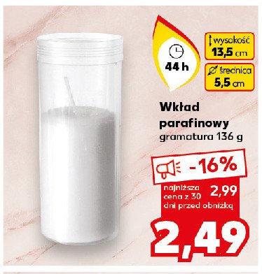 Wkład parafinowy 44h 136 g promocja